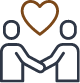 two people holding hands under a heart icon